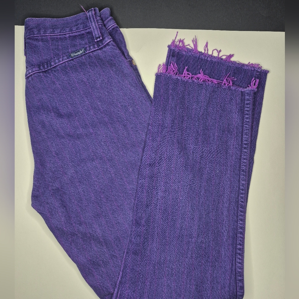 Wrangler | Vintage 80s purple denim w/striped Bareback Style EUC Size 26